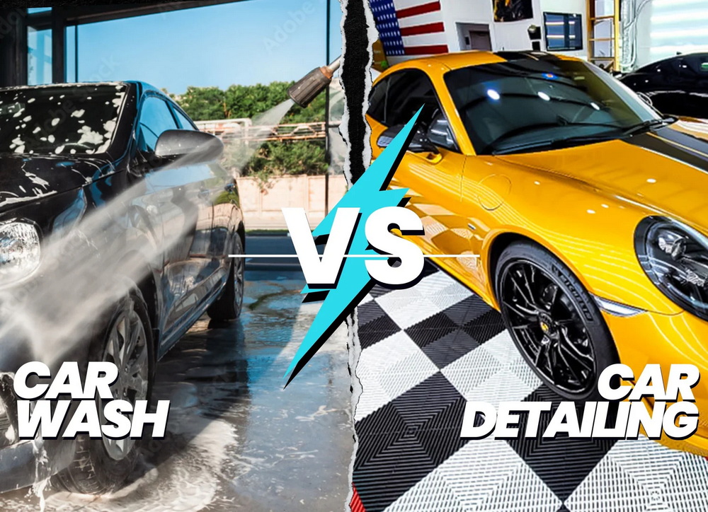 Mobile detailing vs car wash comparison showing quality difference
